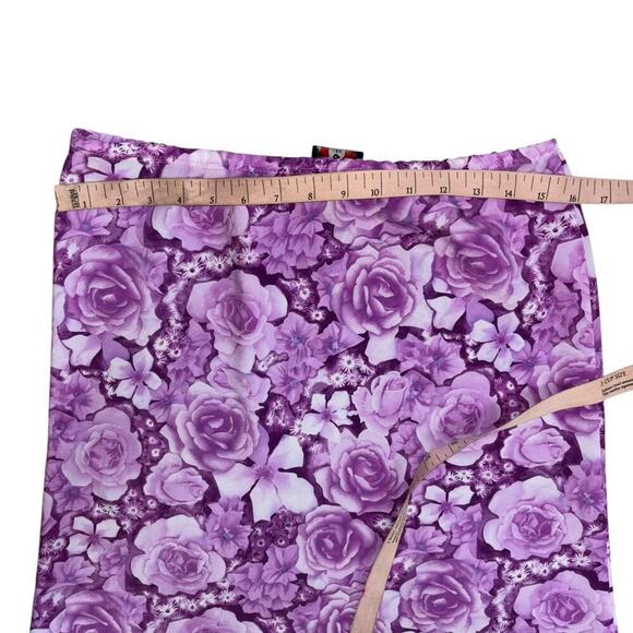 Y2K Purple Floral Midi Skirt Women’s 32 Stretch Comfort Cottage Prairie Whimsy - Picture 7 of 8